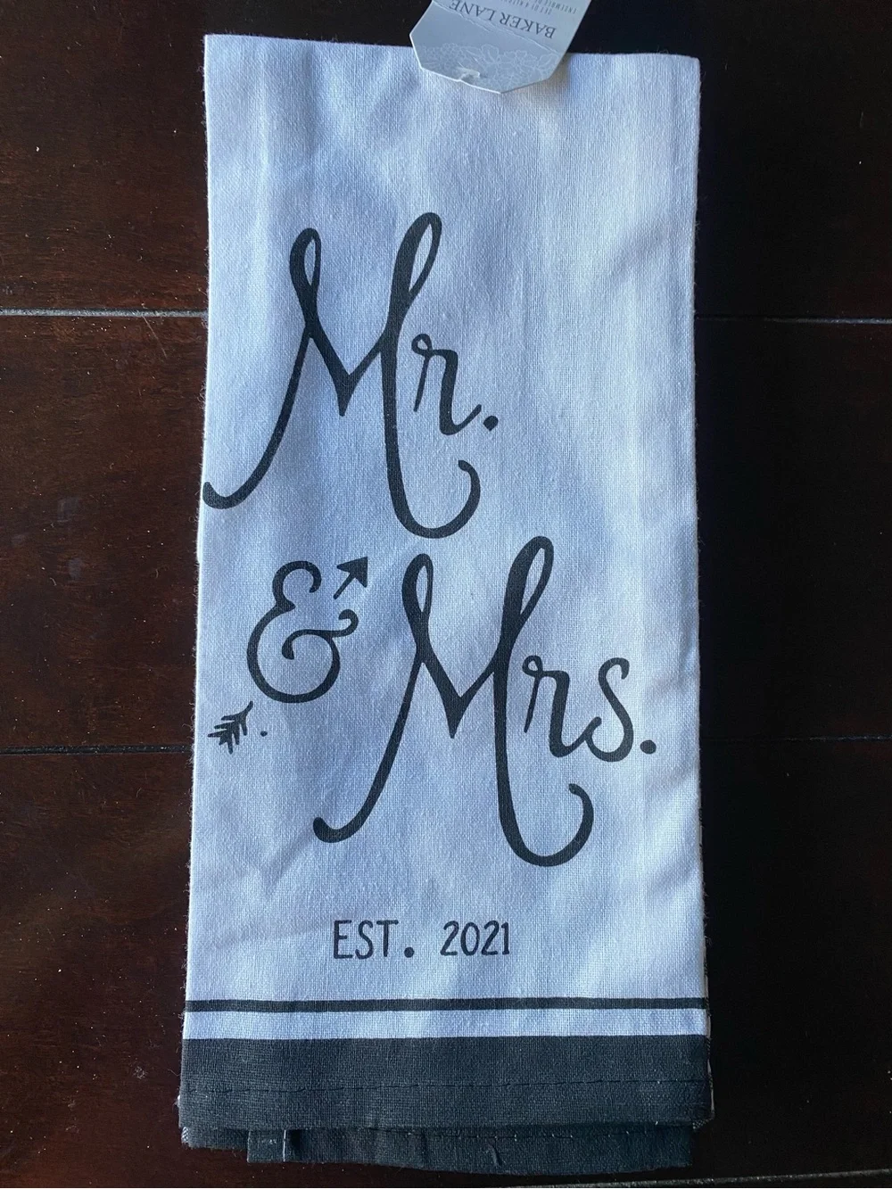 Park Lane White Cotton 'Mr. & Mrs.' 2021 Tea Towels set of 4